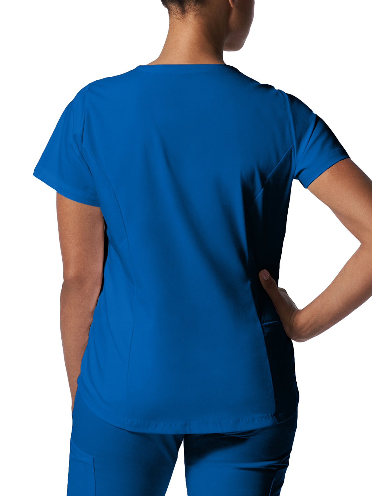 Women's 2-Pocket Back Princess Seamed V-Neck Top - LT107 - Royal
