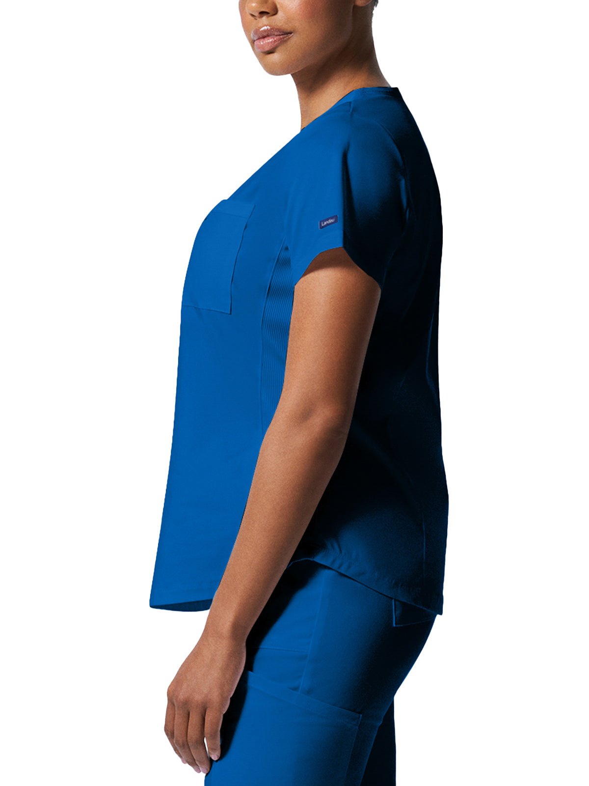 Women's 2-Pocket Back Princess Seamed V-Neck Top - LT107 - Royal