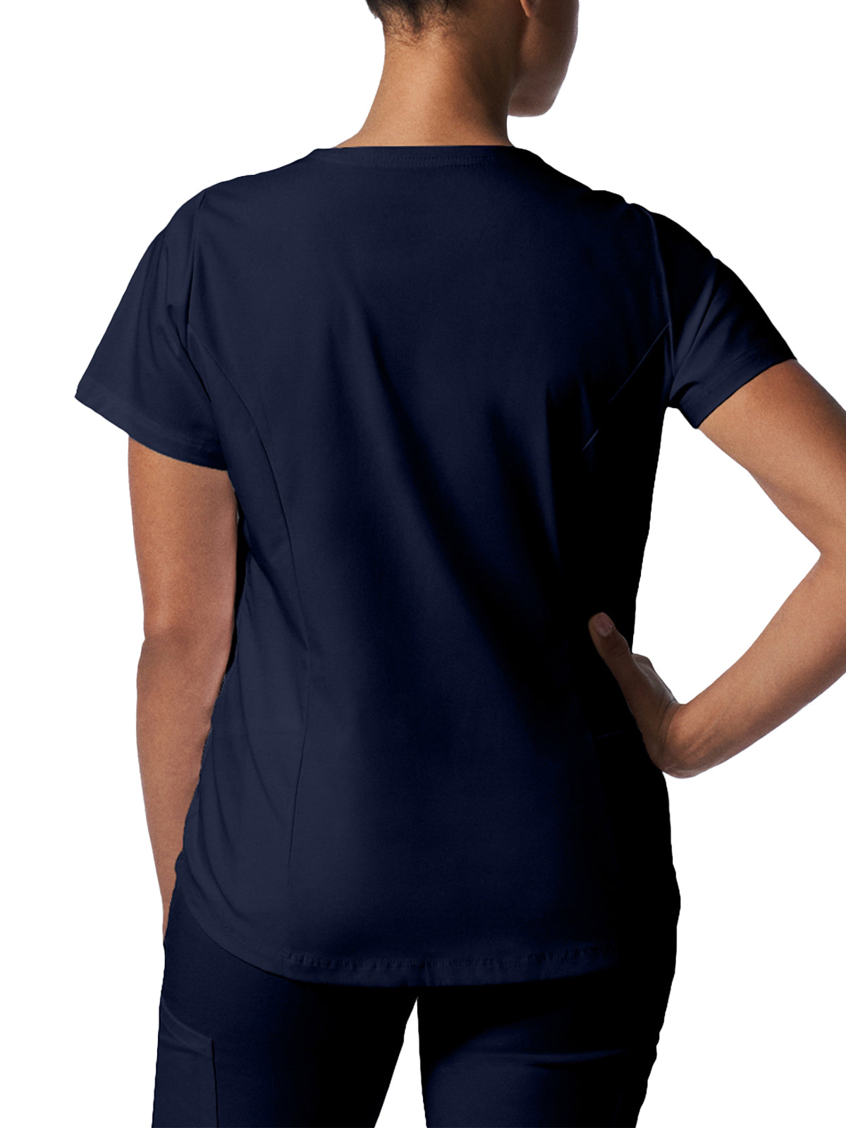 Women's 2-Pocket Back Princess Seamed V-Neck Top - LT107 - True Navy