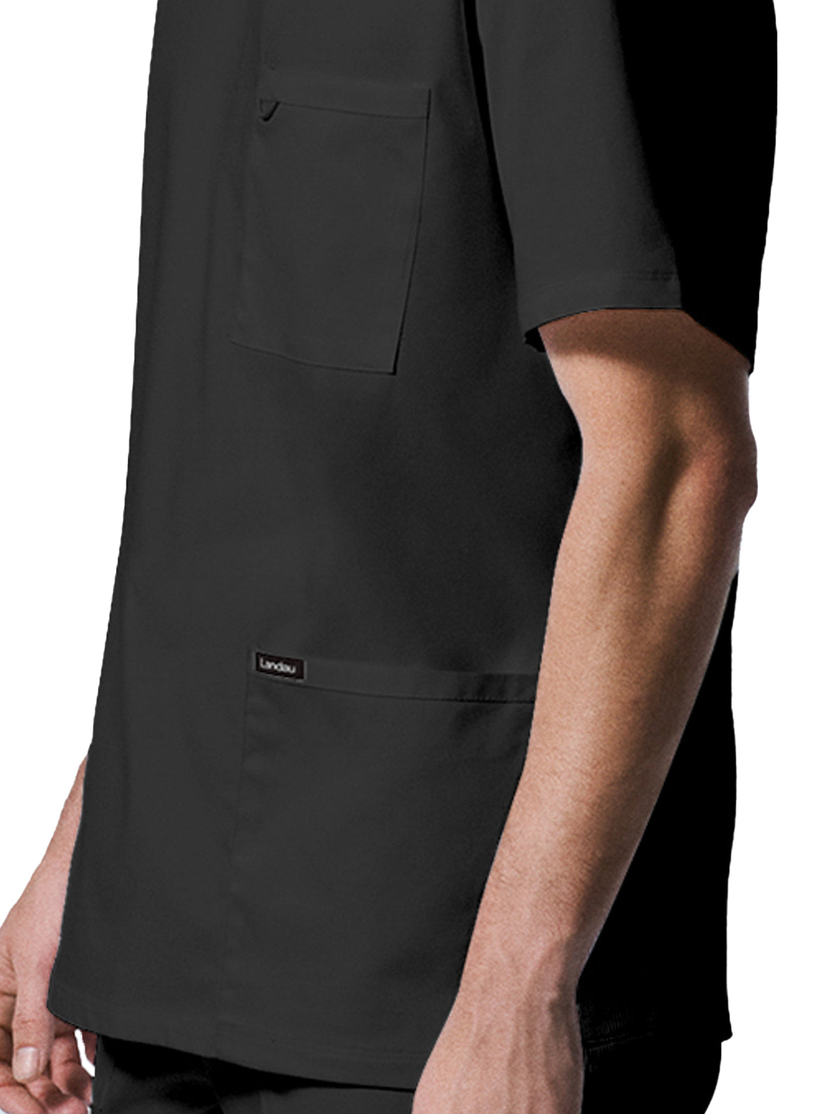 Men's 4-Pocket Back Yoke V-Neck Top - LT109 - Black