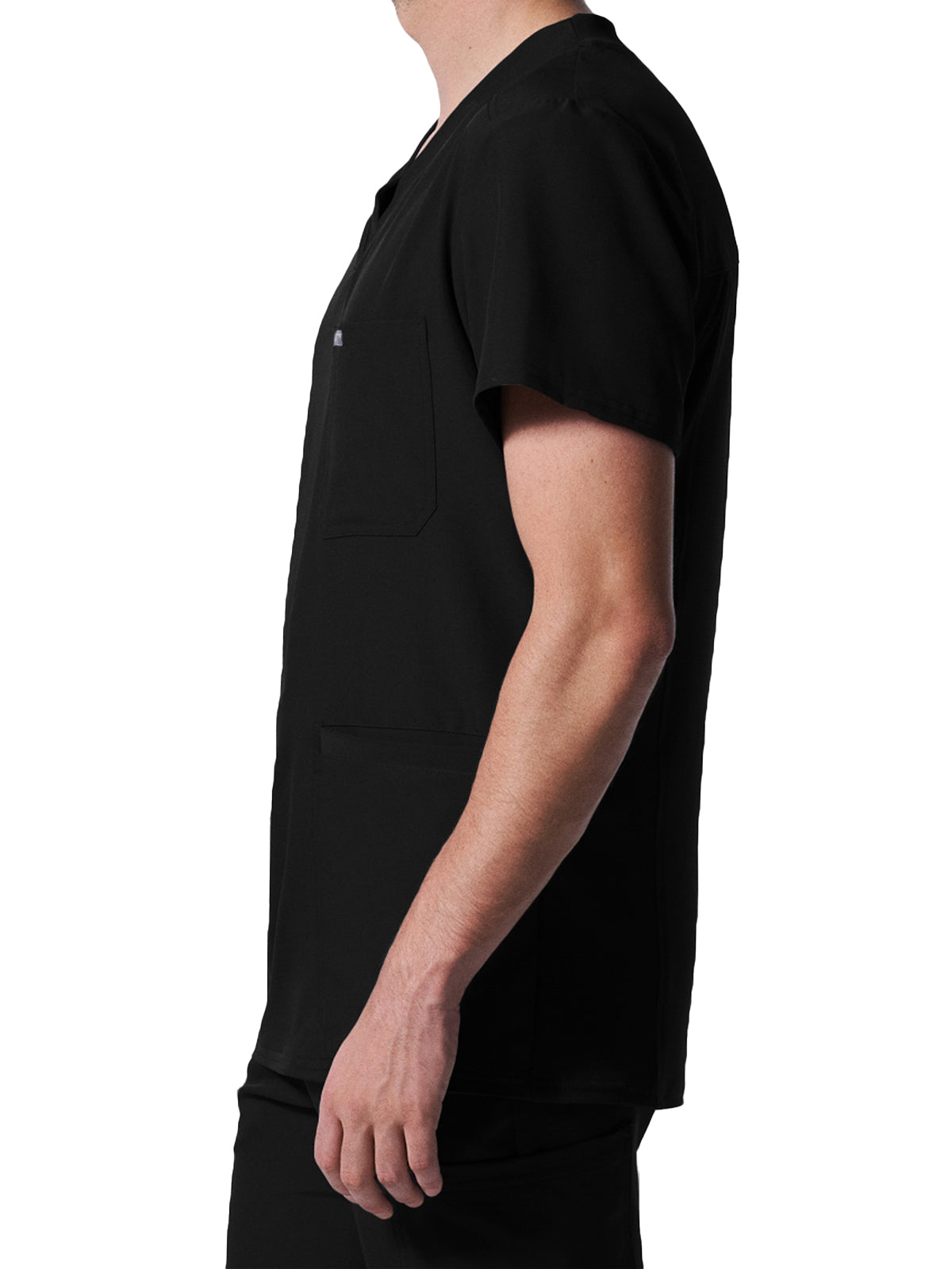 Men's 4-Pocket Back Yoke V-Neck Top - LT110 - Black