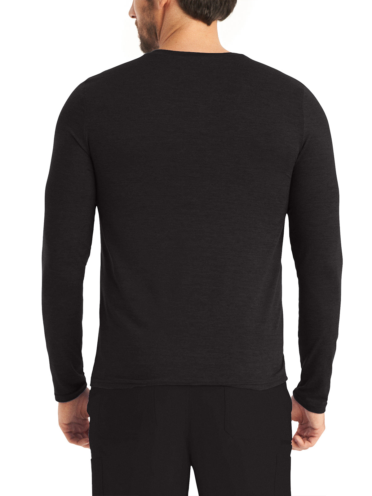 Men's Long-Sleeve Crew Neck Underscrub Tee - LT112 - Heather Black