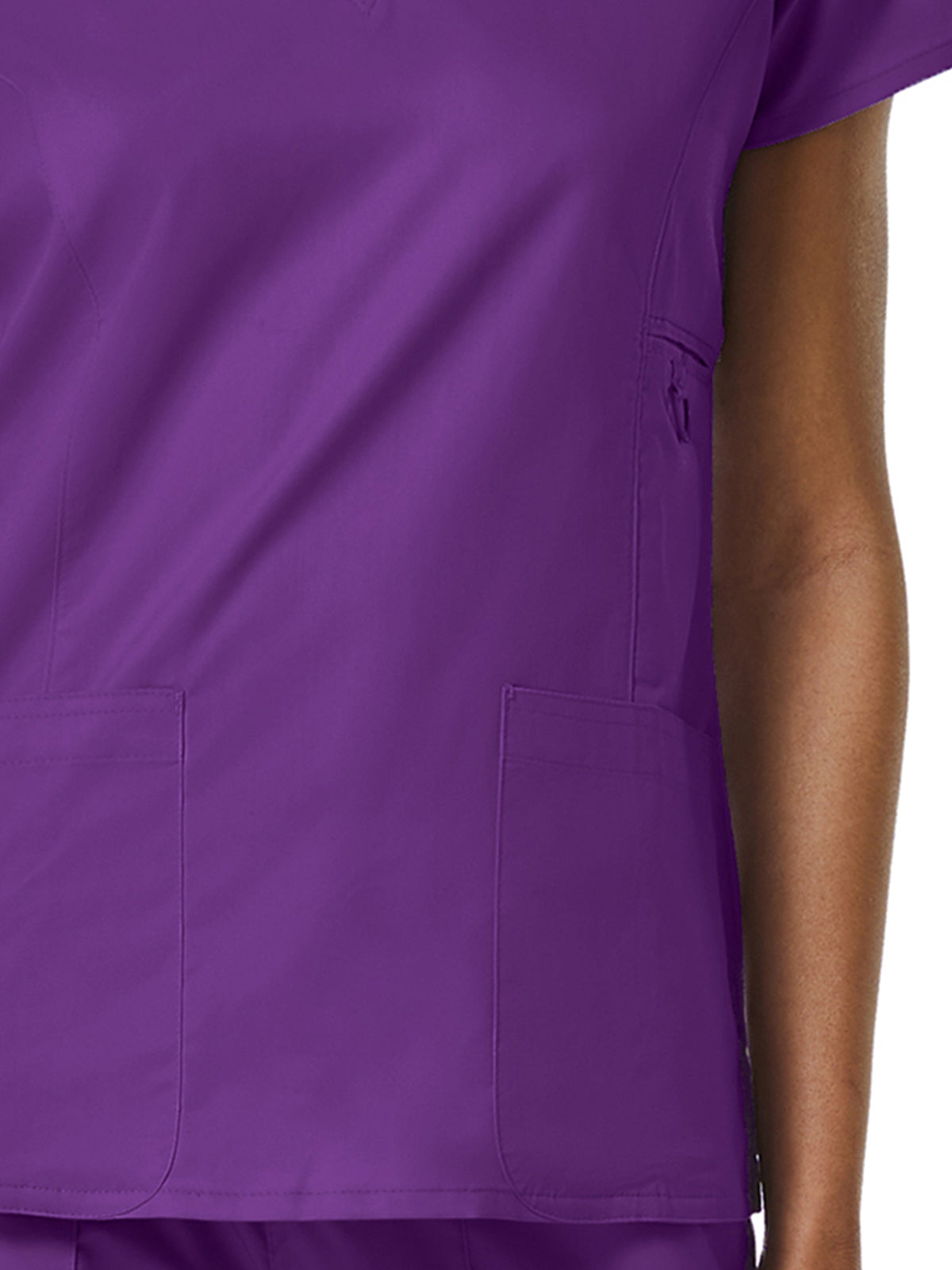 Women's Four-Pocket V-Neck Top - 1708 - Eggplant