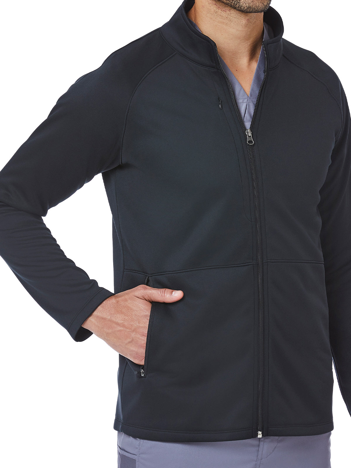 Men's Three-Pocket Bonded Fleece Jacket - 3814 - Black