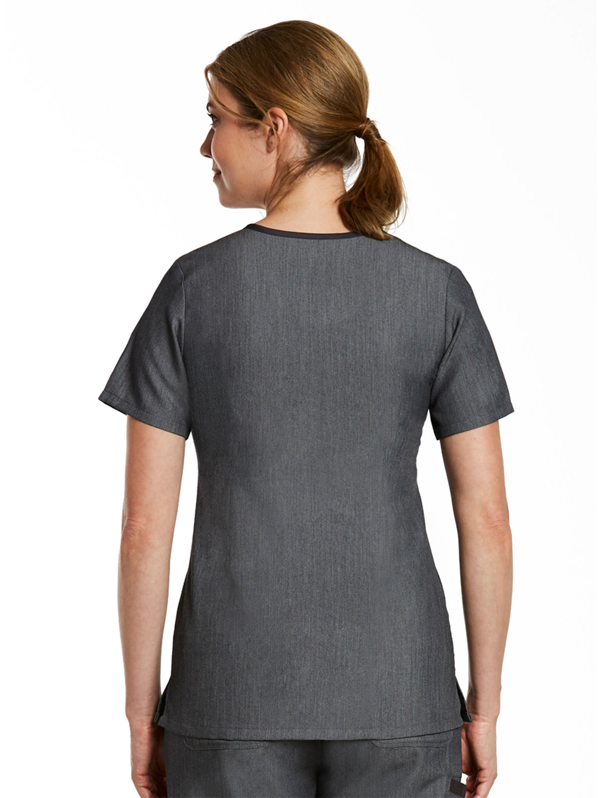 Women's Layered Three-Pocket V-Neck Top - 3901 - Heather Grey