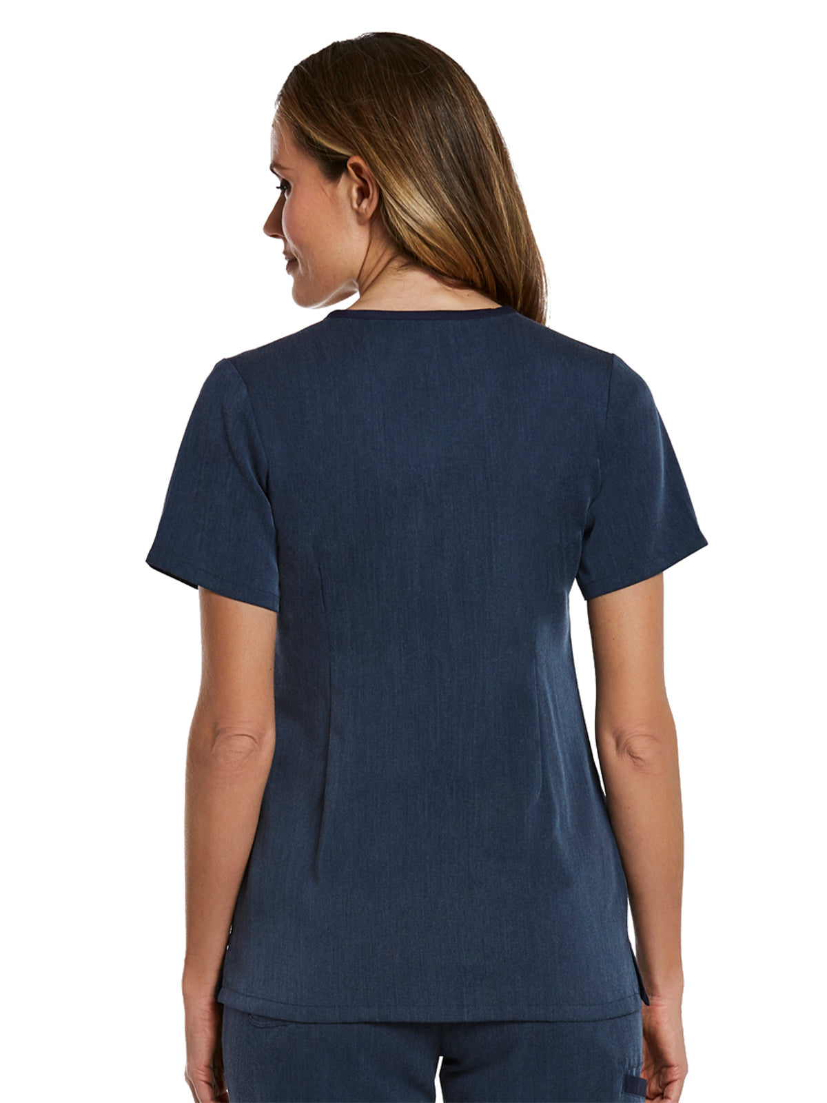 Women's Layered Three-Pocket V-Neck Top - 3901 - Heather Navy