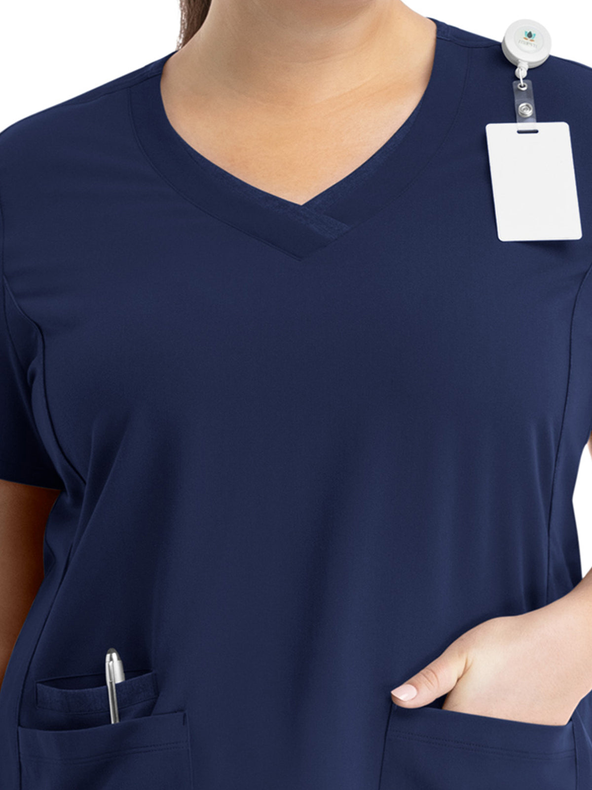 Women's Layered Three-Pocket V-Neck Top - 3901 - Navy