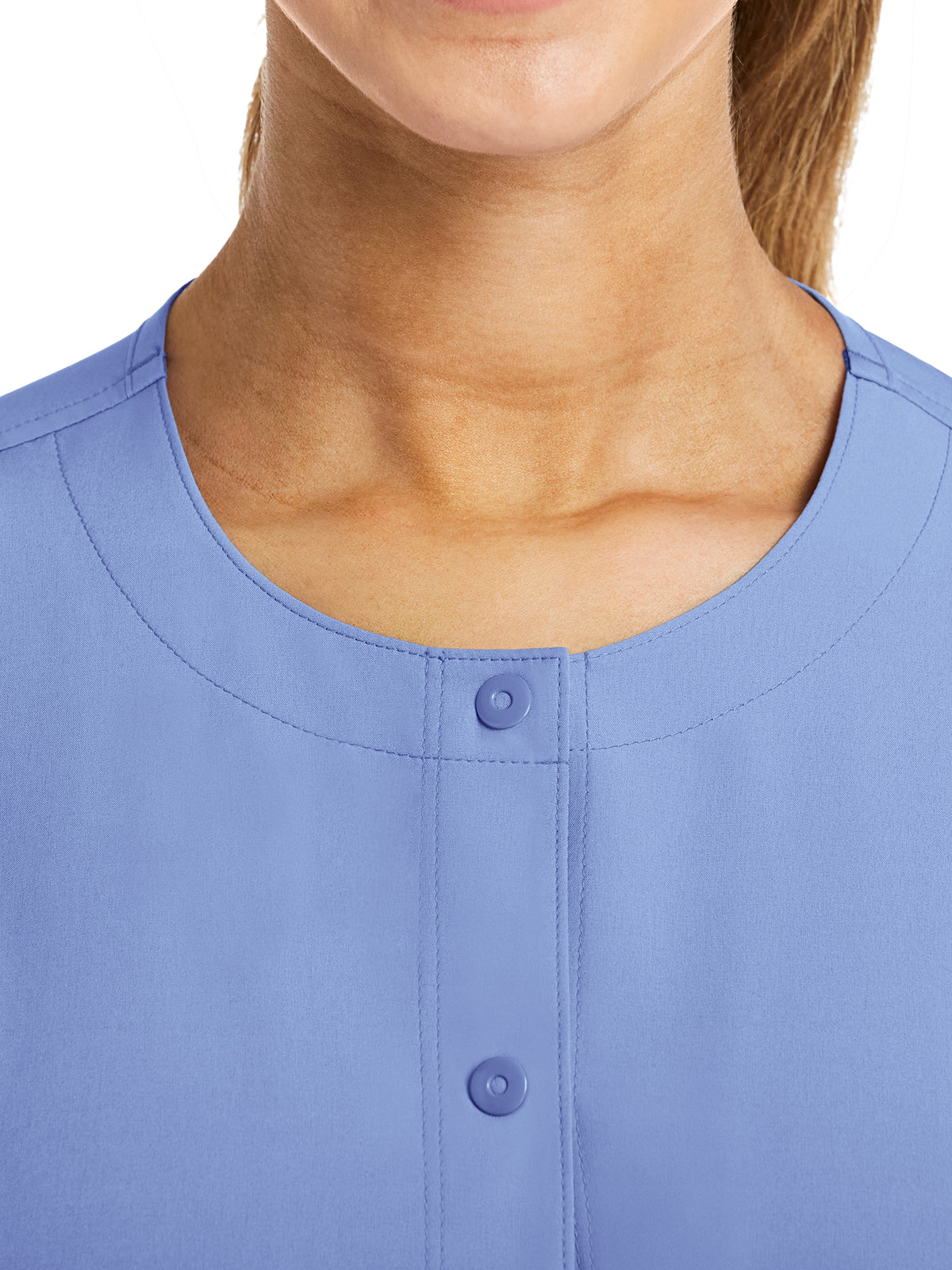 Women's Three-Pocket Round Neck Jacket - 7510 - Ceil Blue
