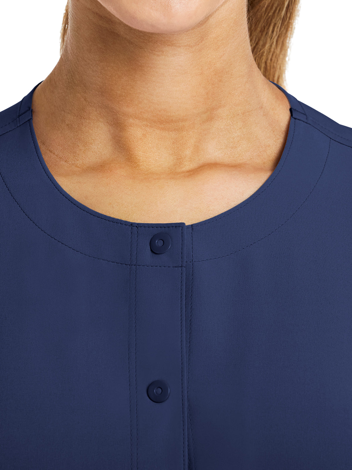 Women's Three-Pocket Round Neck Jacket - 7510 - Navy