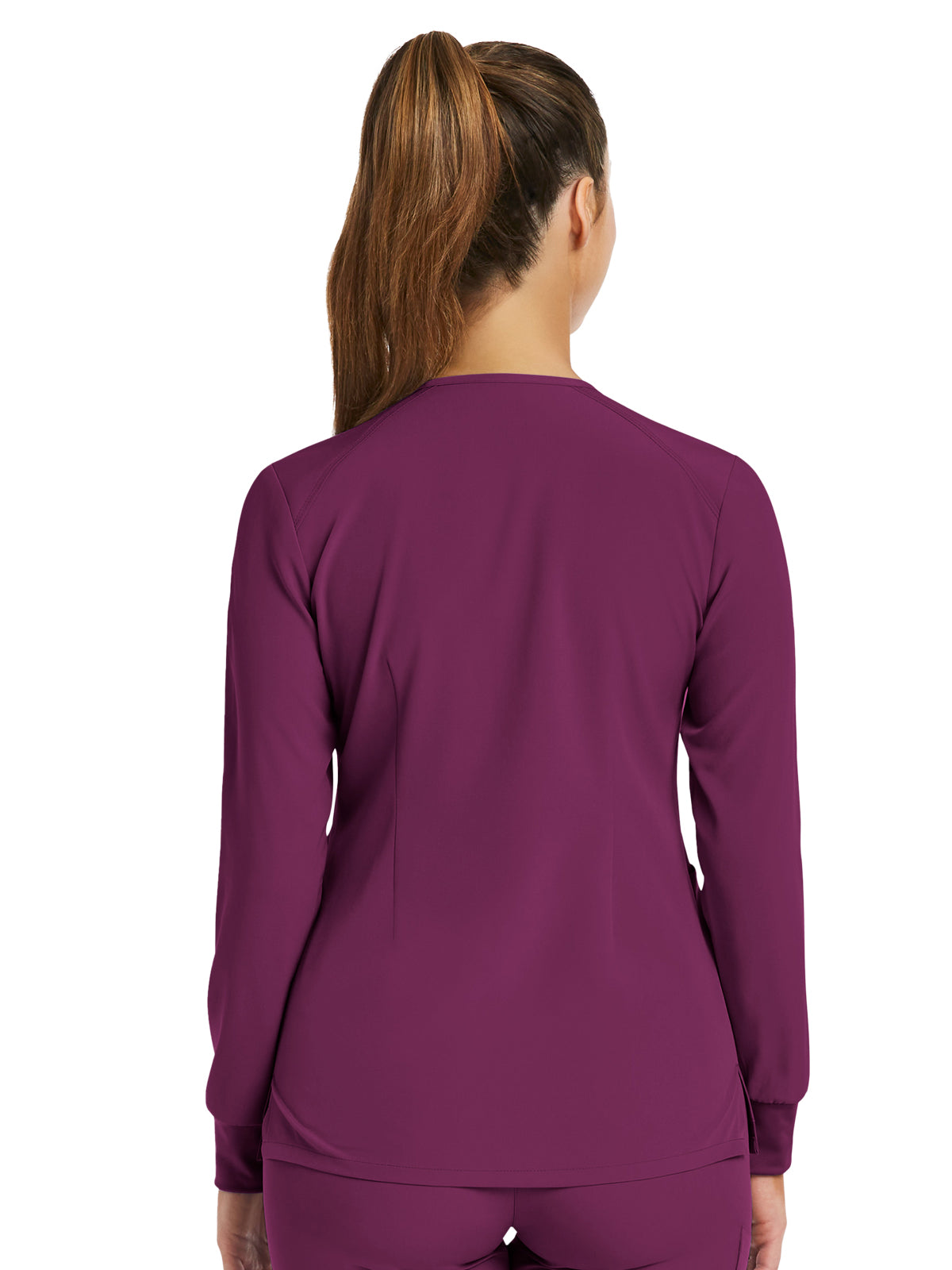 Women's Three-Pocket Round Neck Jacket - 7510 - Wine