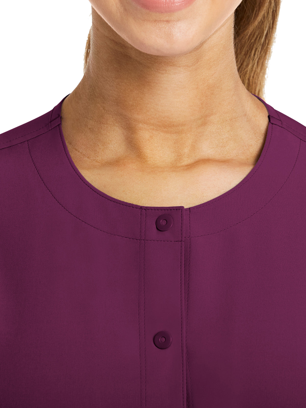 Women's Three-Pocket Round Neck Jacket - 7510 - Wine