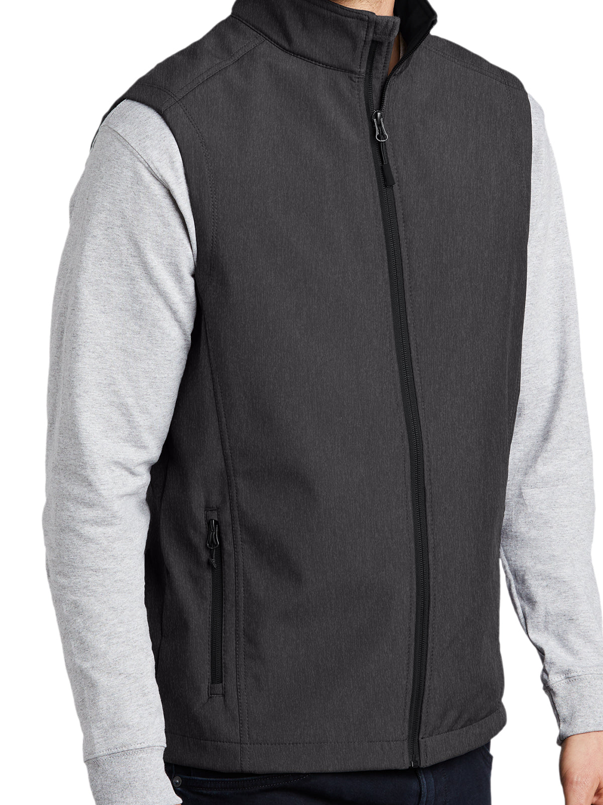 Men's Soft Shell Vest - J325 - Black Charcoal Heather