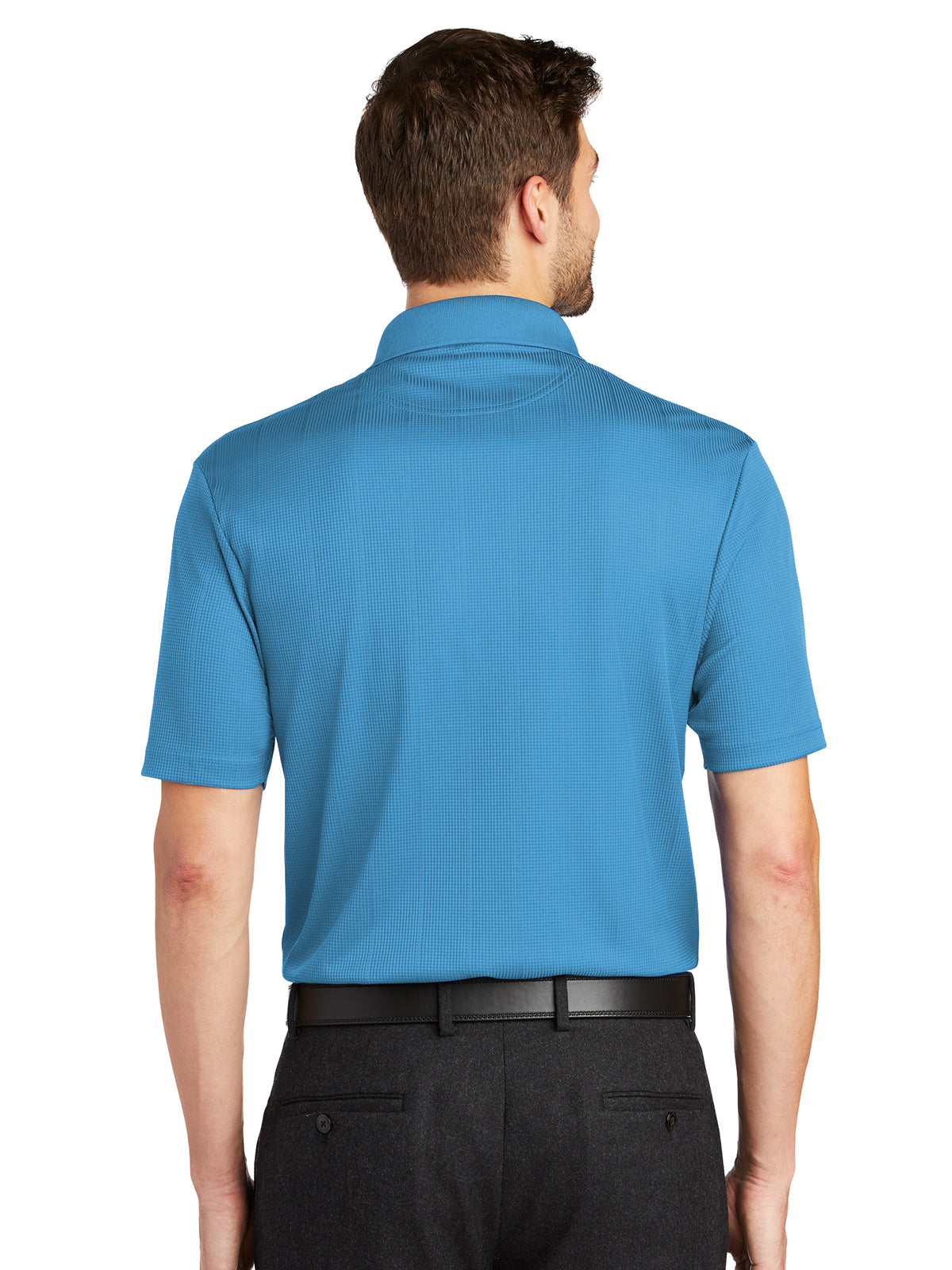 Men's Fine Jacquard Polo - K528 - Ocean Blue