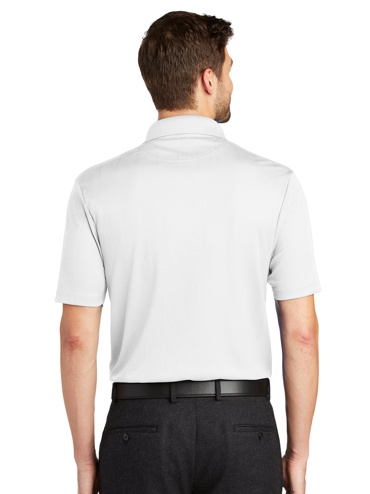 Men's Fine Jacquard Polo - K528 - White