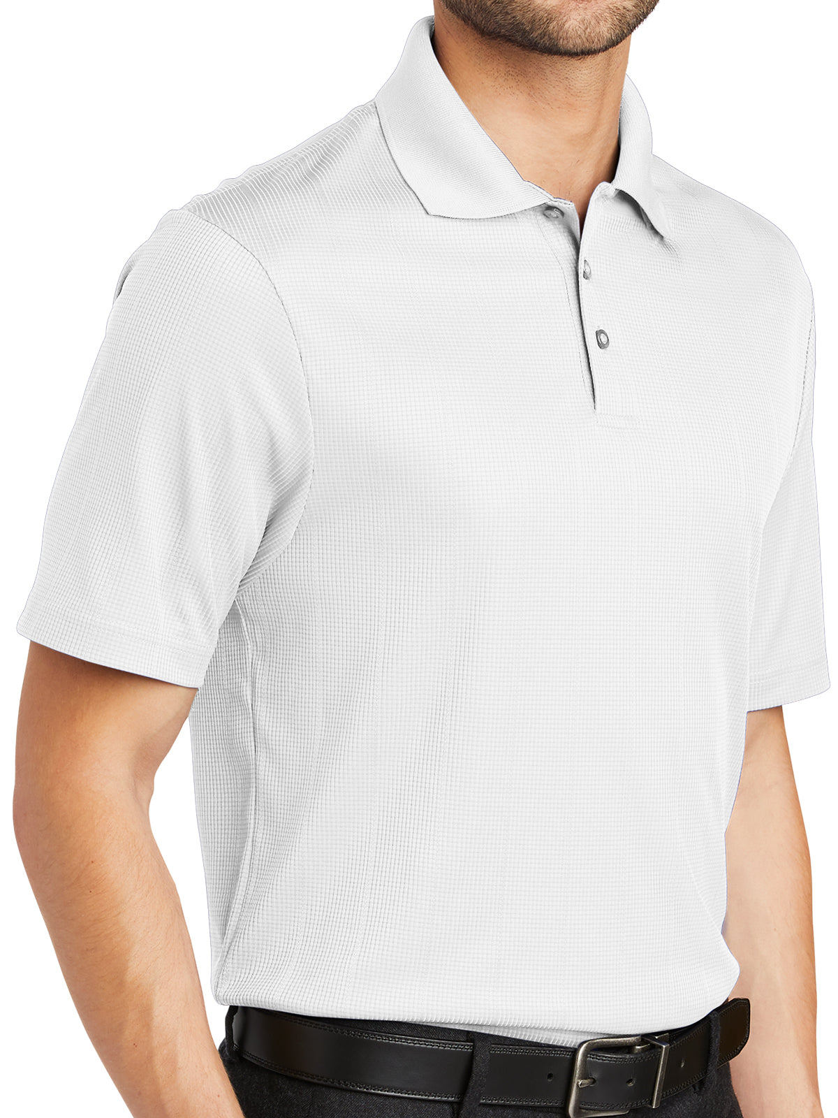 Men's Fine Jacquard Polo - K528 - White