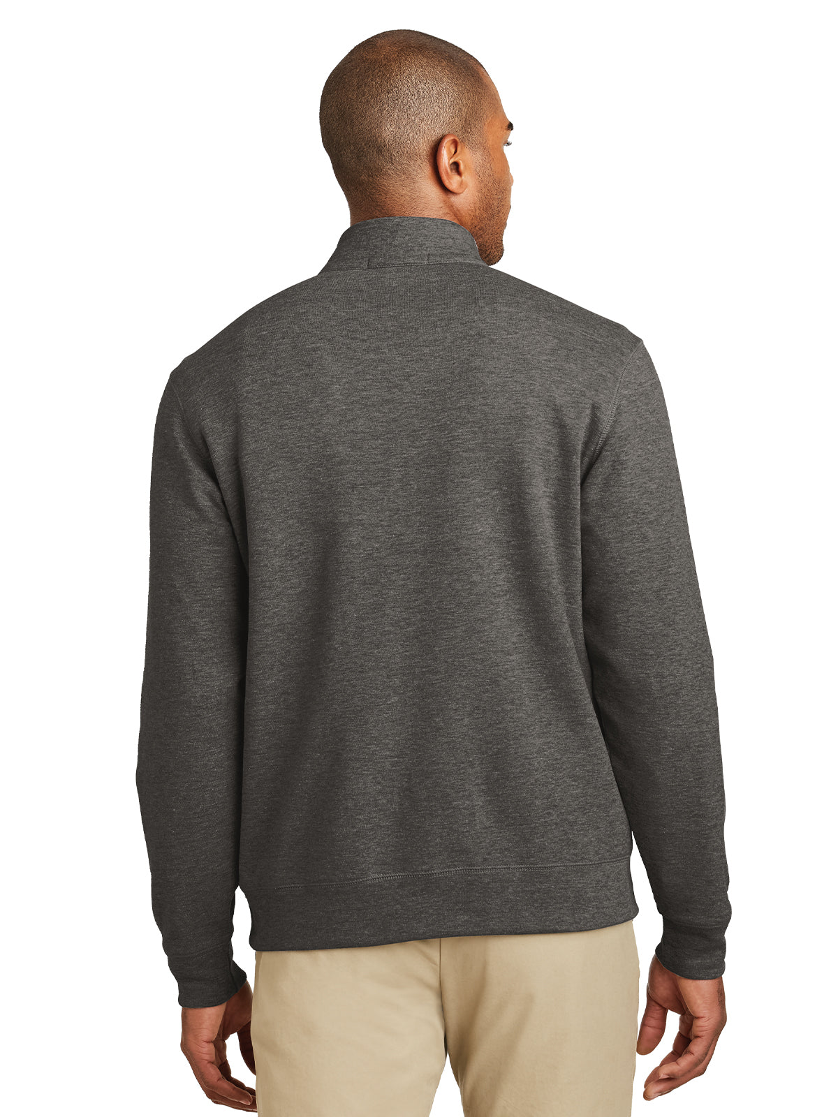 Men's 1/4 Zip Sweater - K807 - Charcoal Heather/Medium Heather Grey