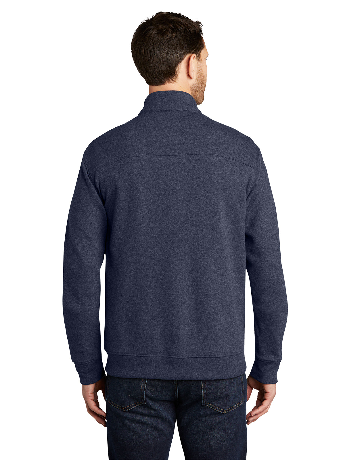 Men's Full Zip Jacket - K809 - Estate Blue Heather/Charcoal Heather