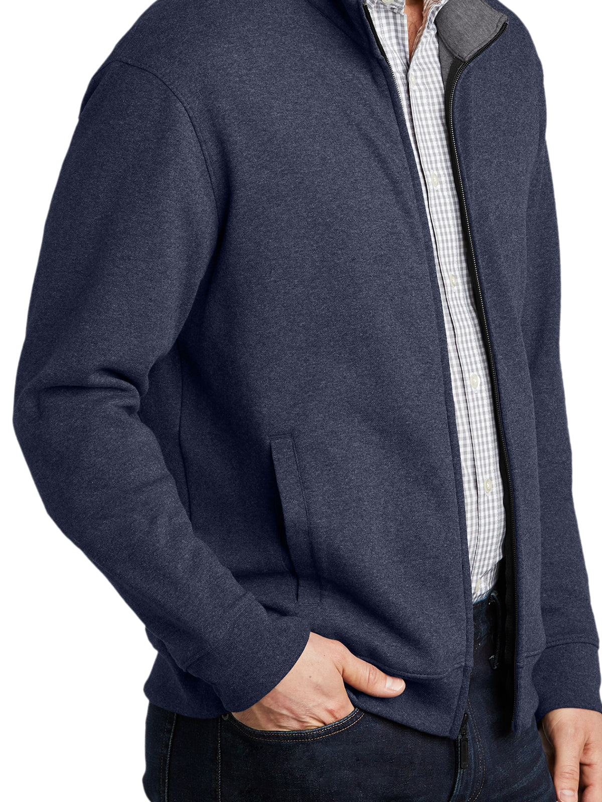 Men's Full Zip Jacket - K809 - Estate Blue Heather/Charcoal Heather