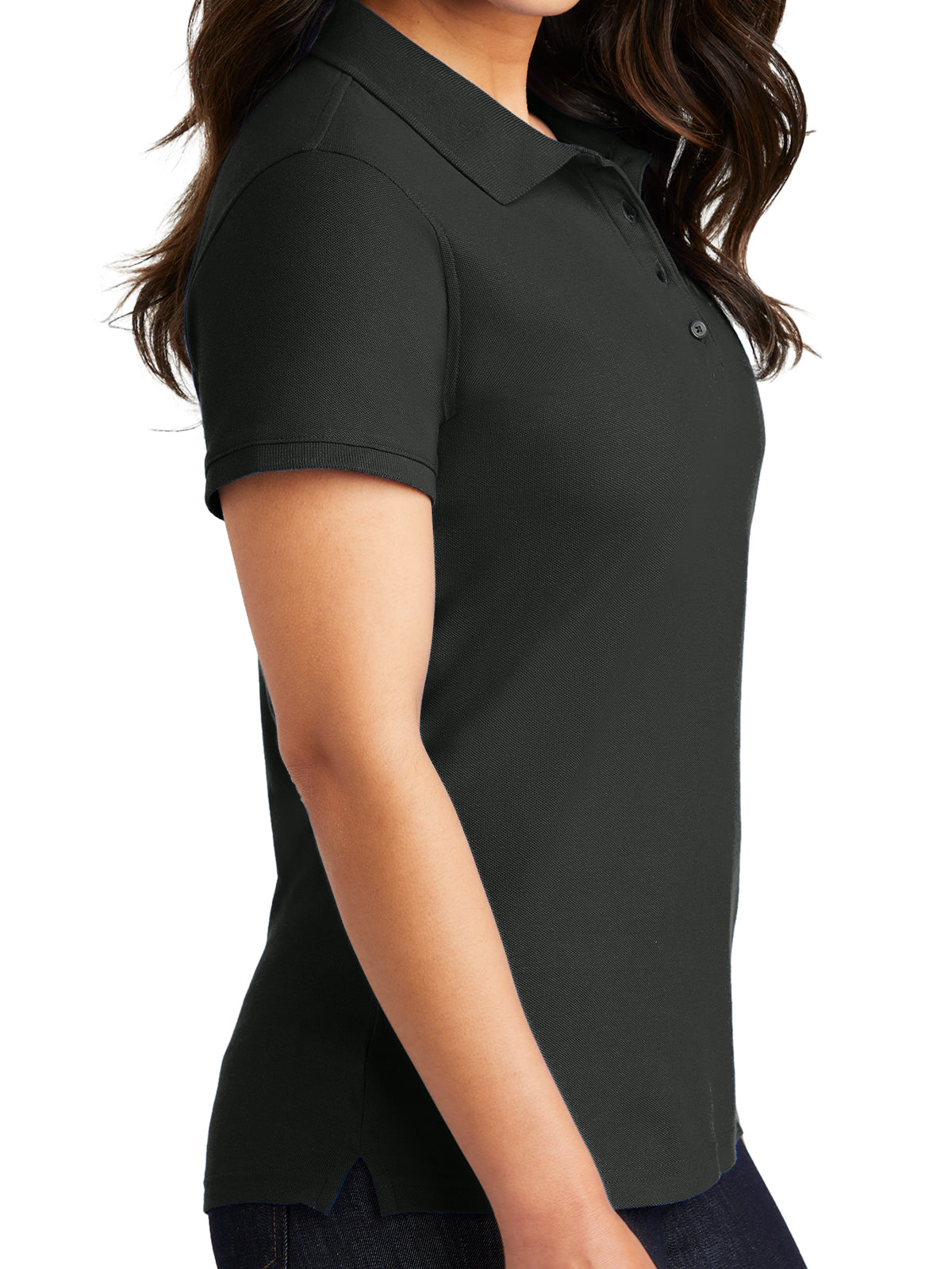 Women's Classic Pique Polo Shirt - L100 - Deep Black