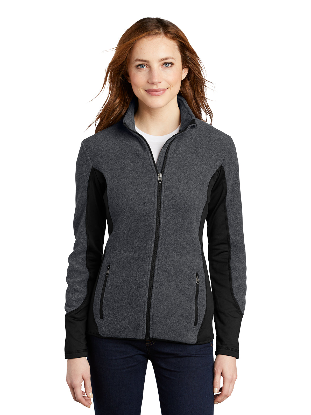 Women's Pro Fleece Zip Jacket - L227 - Charcoal Heather/Black