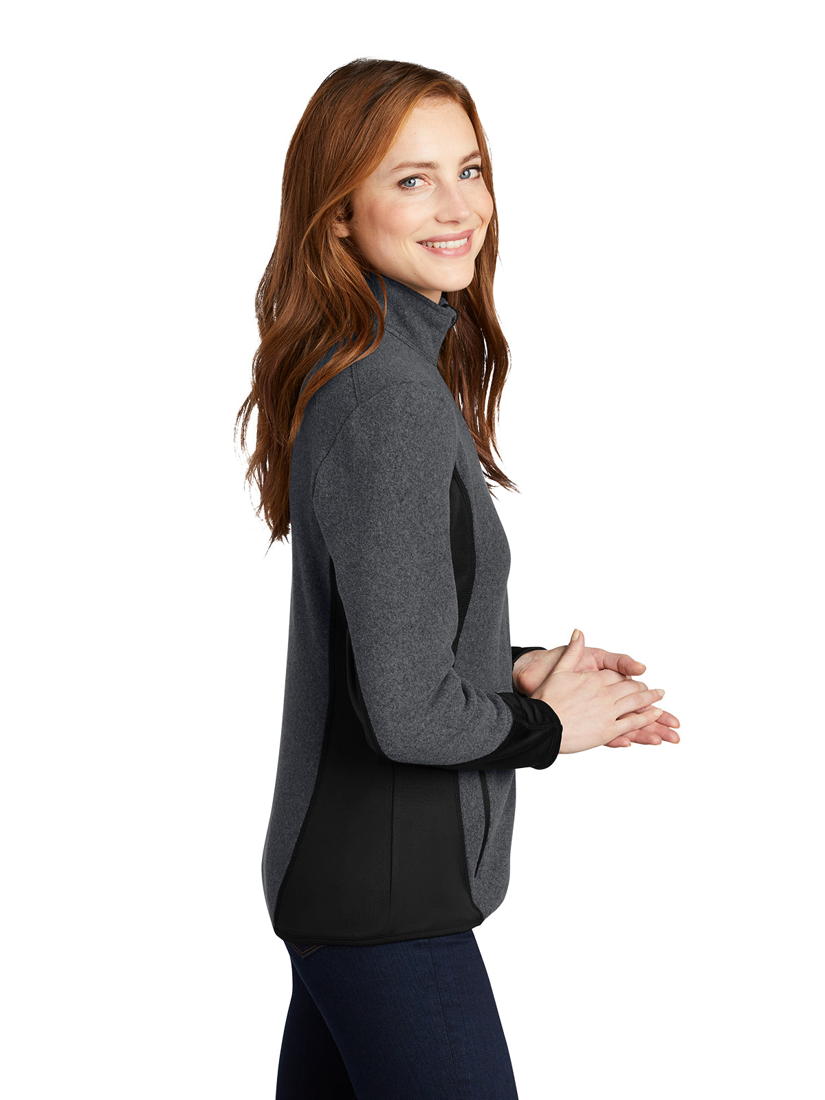 Women's Pro Fleece Zip Jacket - L227 - Charcoal Heather/Black