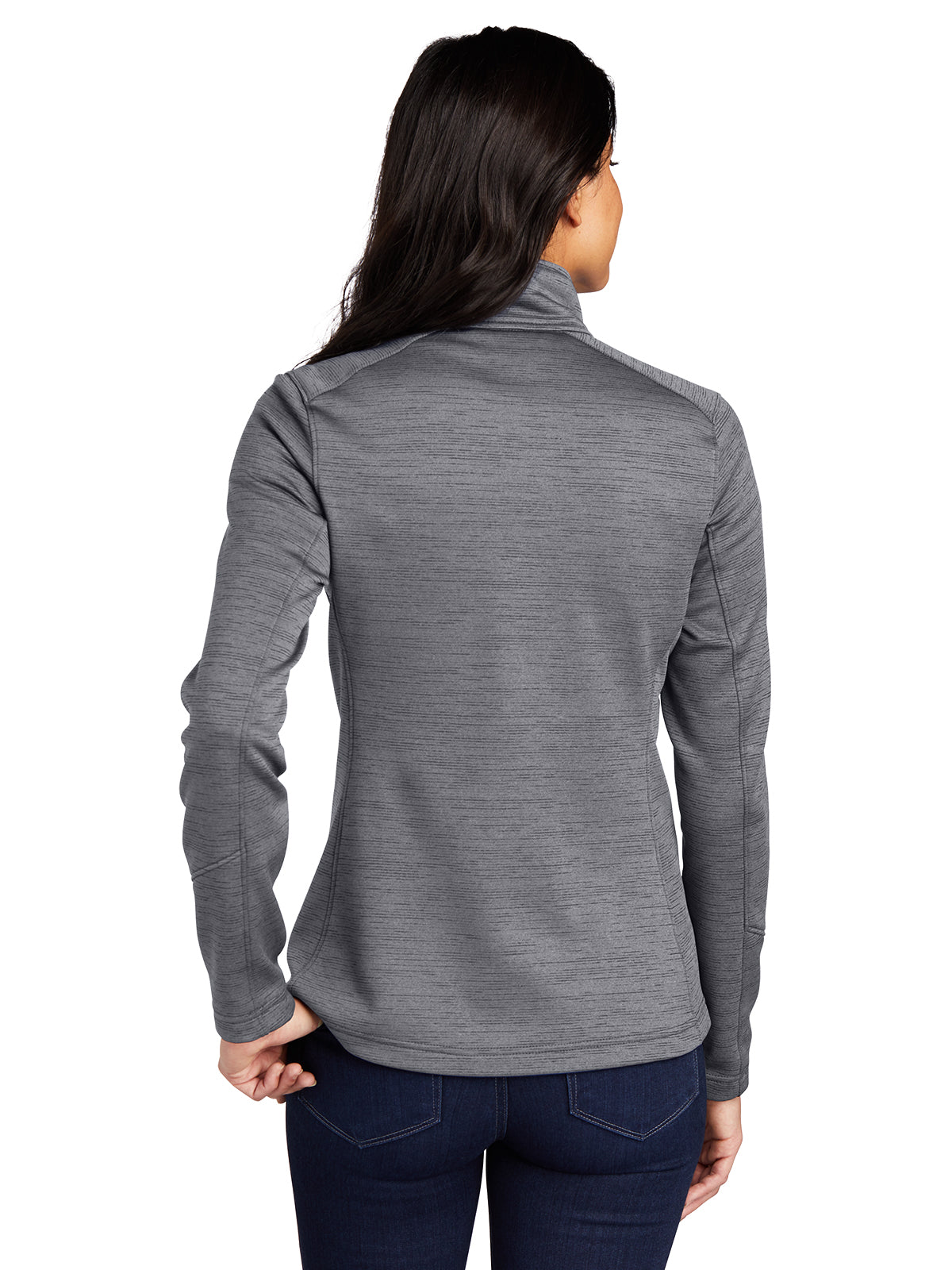 Women's Striped Fleece Jacket - L231 - Black