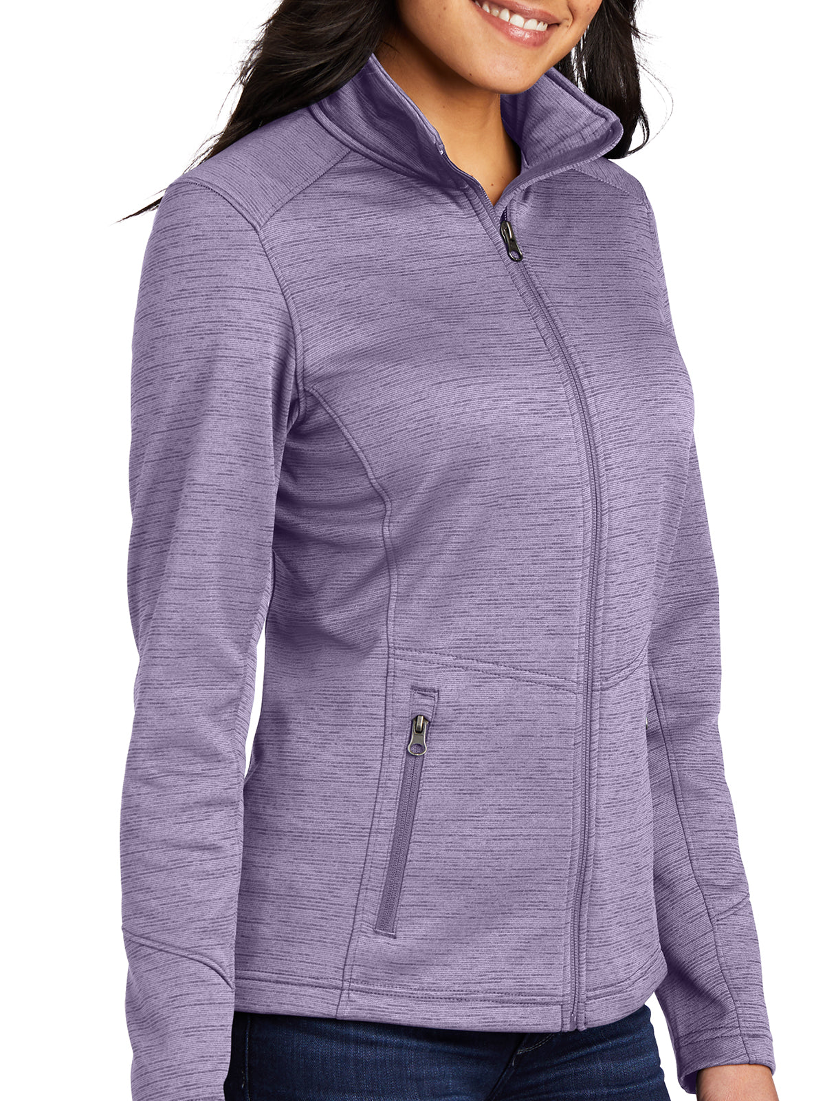 Women's Striped Fleece Jacket - L231 - Purple