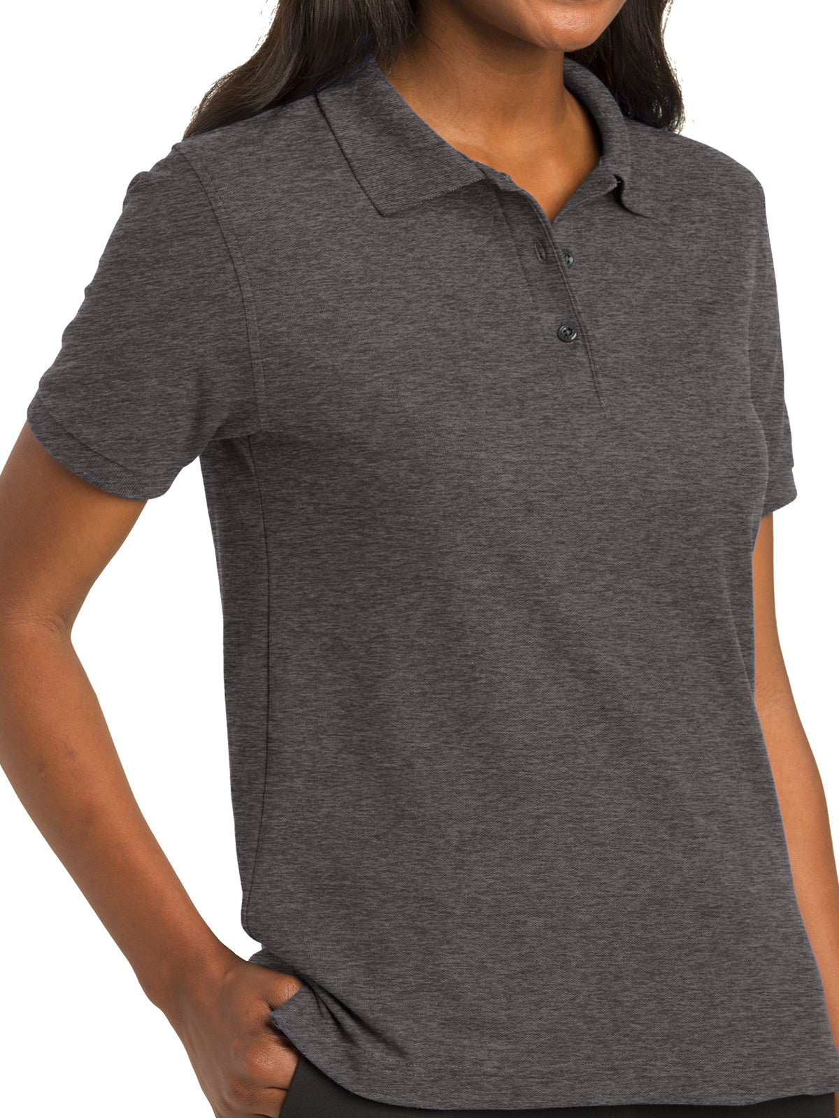Women's Silk Touch Polo Shirt - L500 - Charcoal Heather Grey