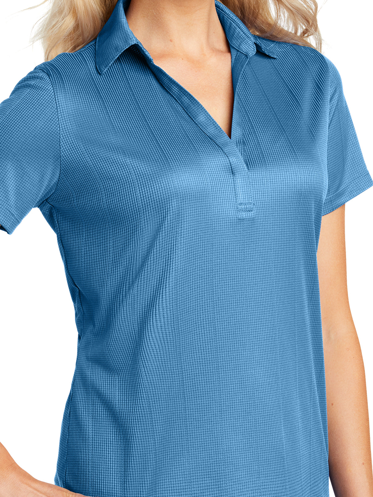 Women's Jacquard Polo - L528 - Ocean Blue