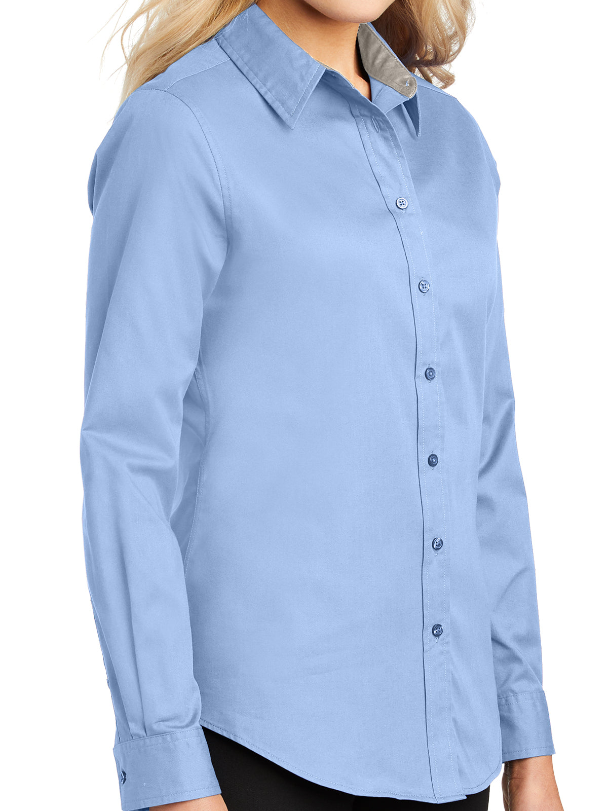 Women's Long Sleeve Easy Care Shirt - L608 - Light Blue/Light Stone
