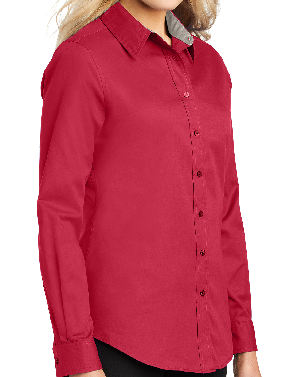 Women's Long Sleeve Easy Care Shirt - L608 - Red/Light Stone
