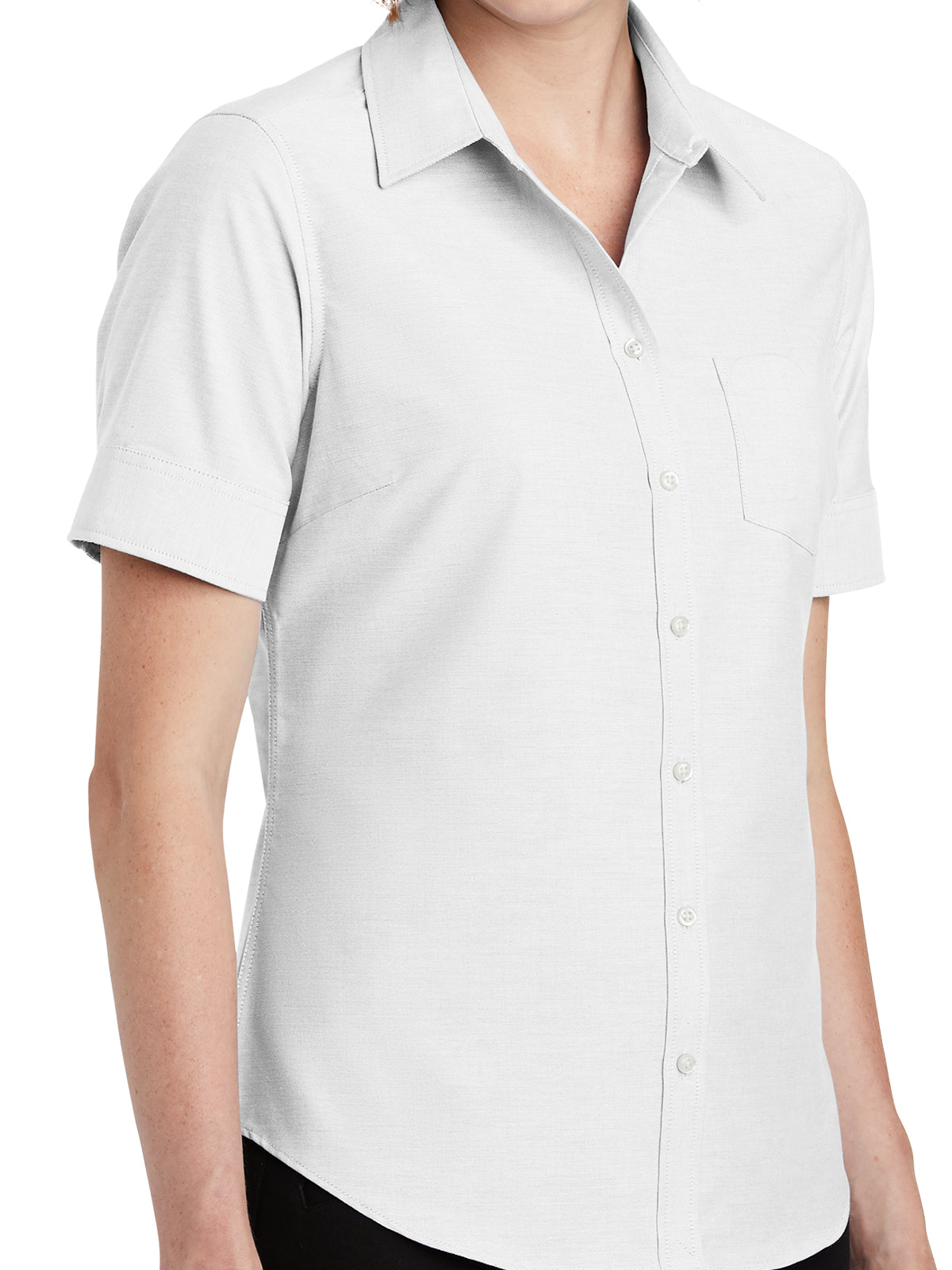 Women's Short Sleeve Oxford Shirt - L659 - White