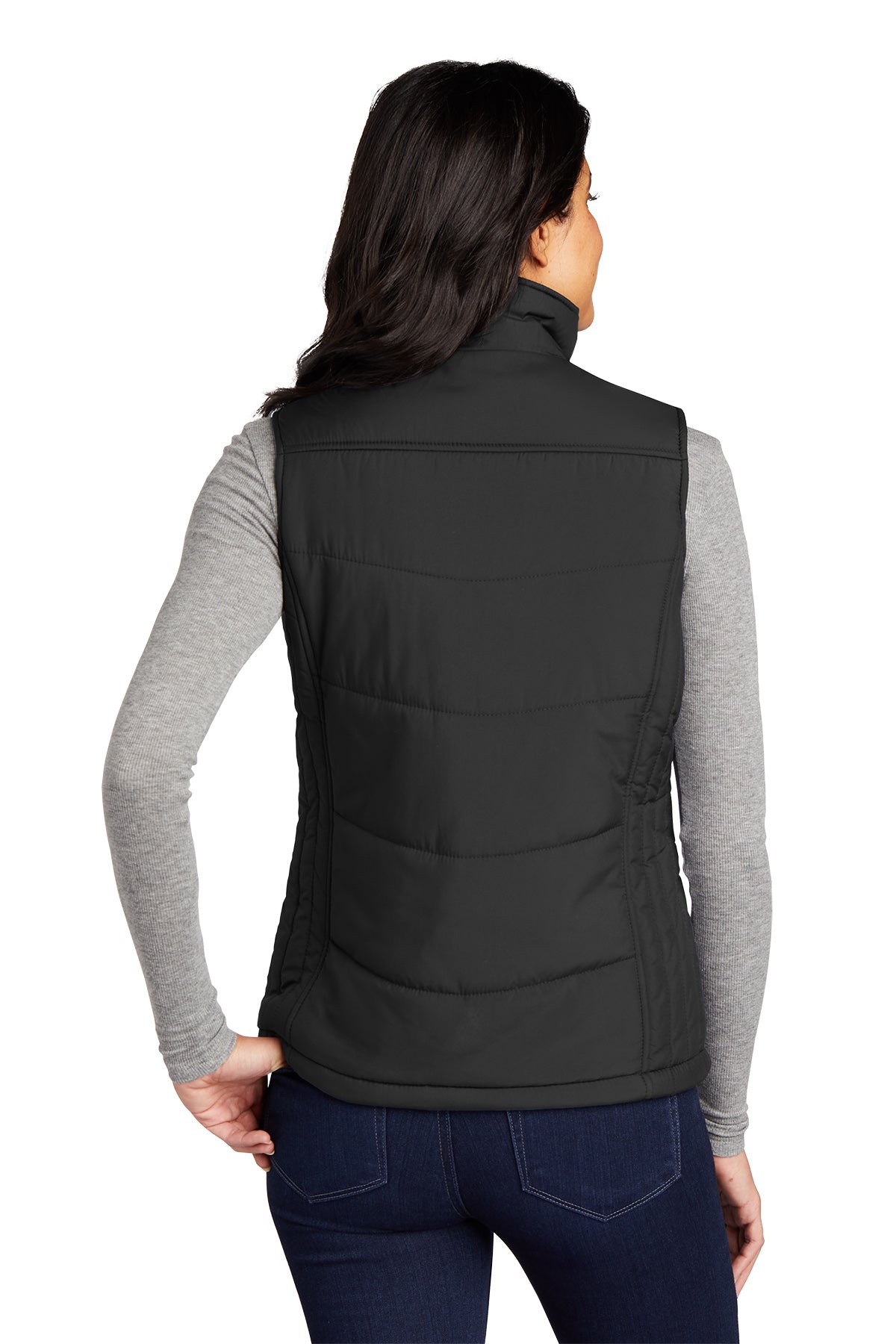 Women's Puffy Vest - L709 - Black/ Black