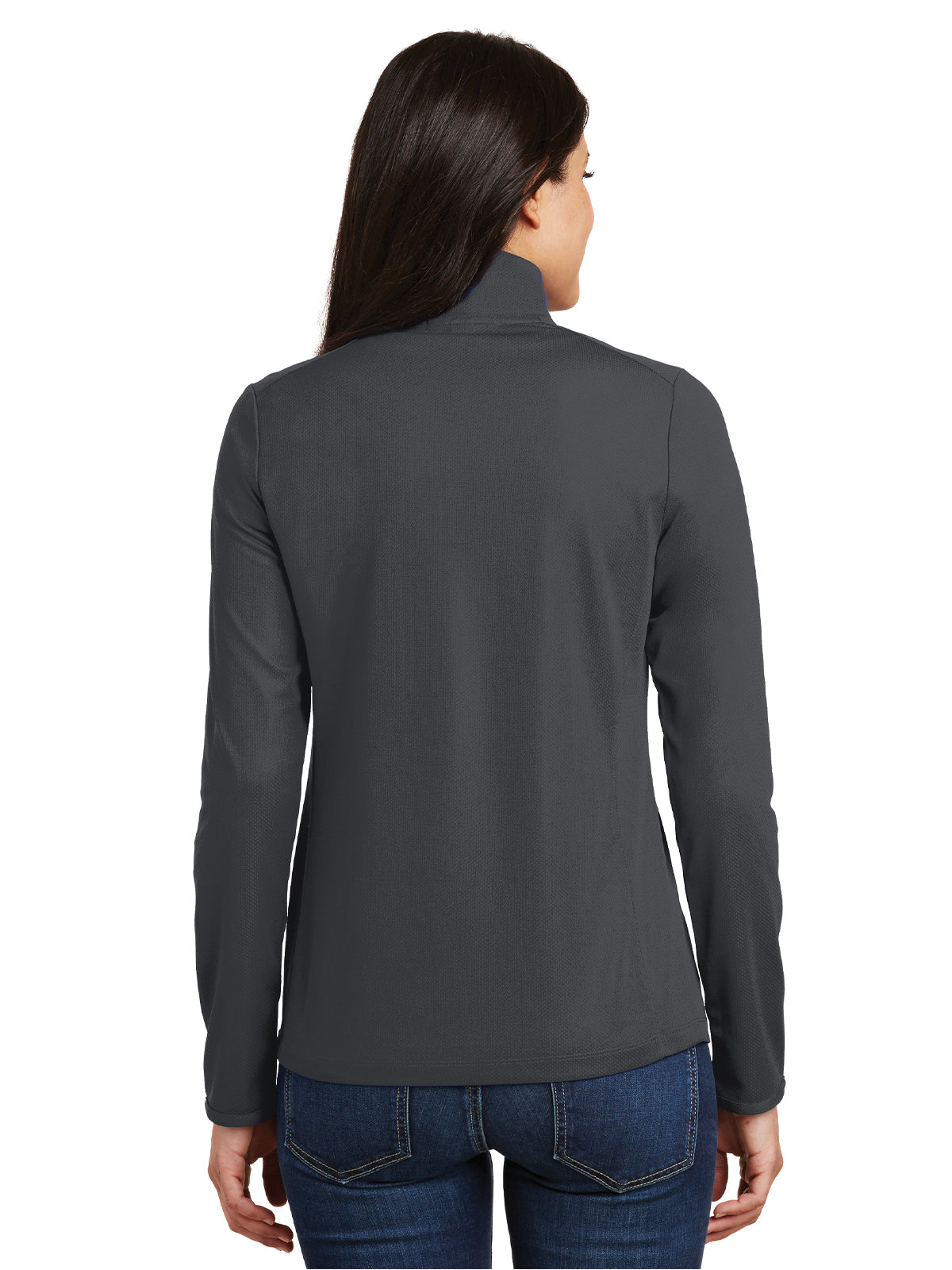 Women's Pinpoint Mesh Half-Zip Pullover - L806 - Battleship Grey