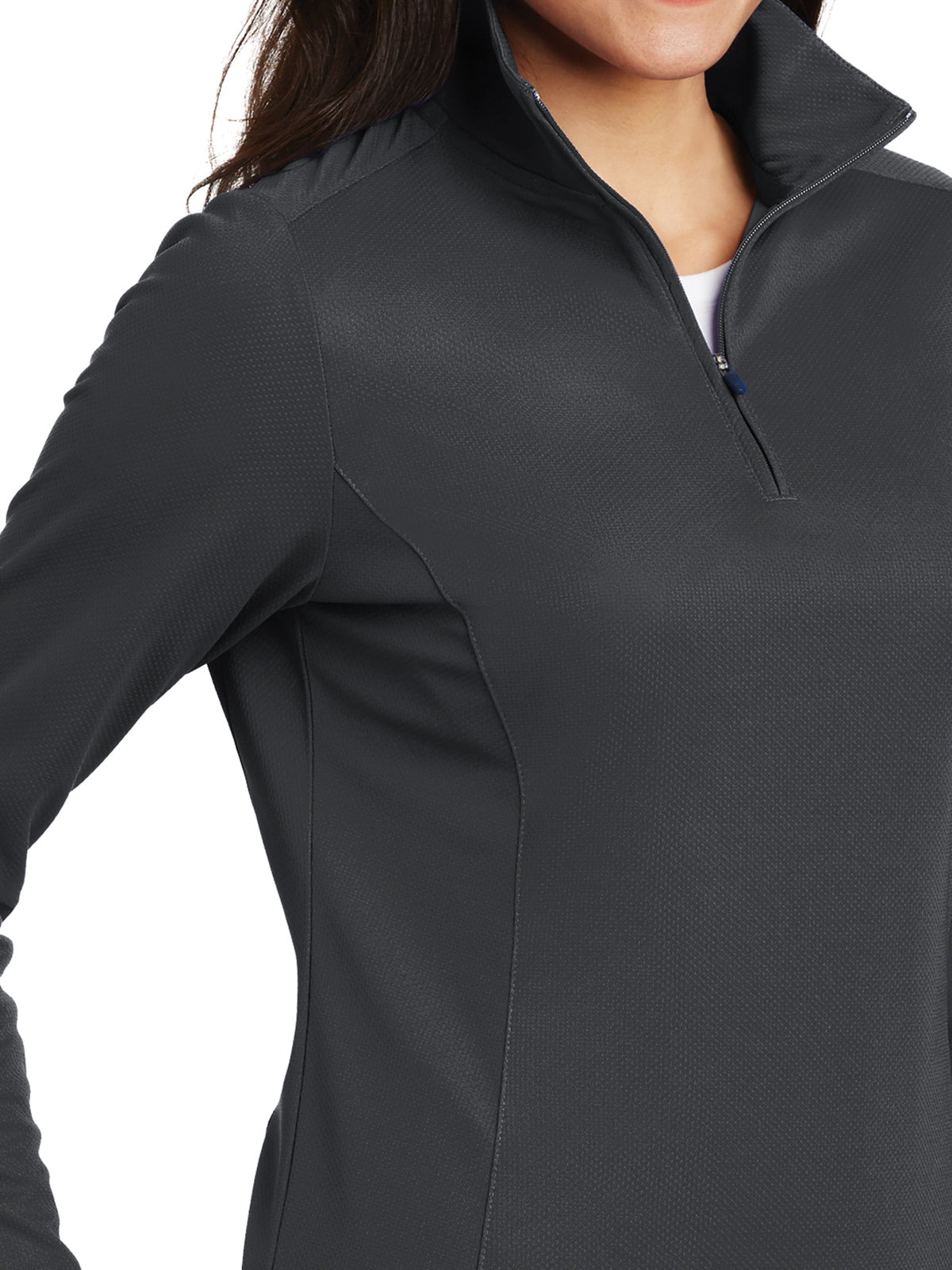 Women's Pinpoint Mesh Half-Zip Pullover - L806 - Battleship Grey
