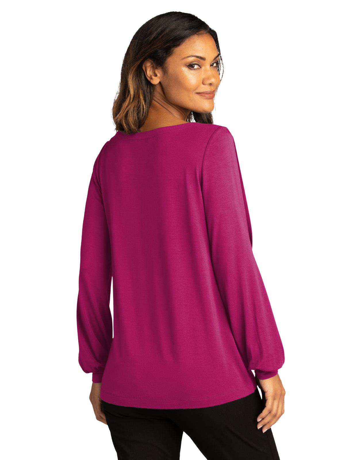 Women's Luxe Knit Jewel Neck Top - LK5600 - Wild Berry