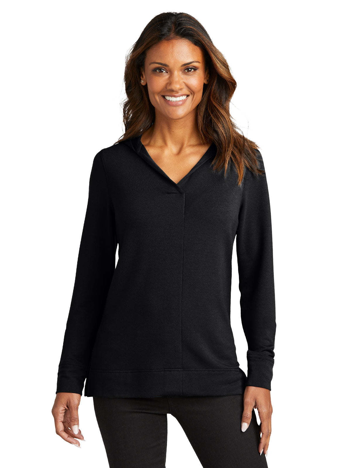 Women's Microterry Pullover Hoodie - LK826 - Deep Black