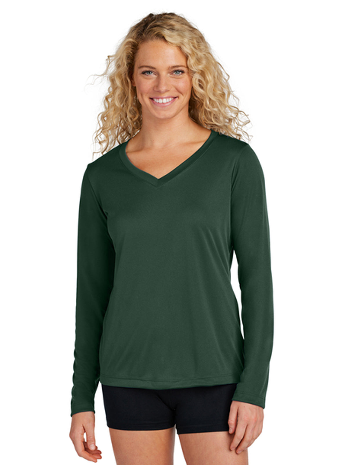 Women's Long Sleeve PosiCharge Competitor V-Neck T-Shirt - LST353LS - Forest Green