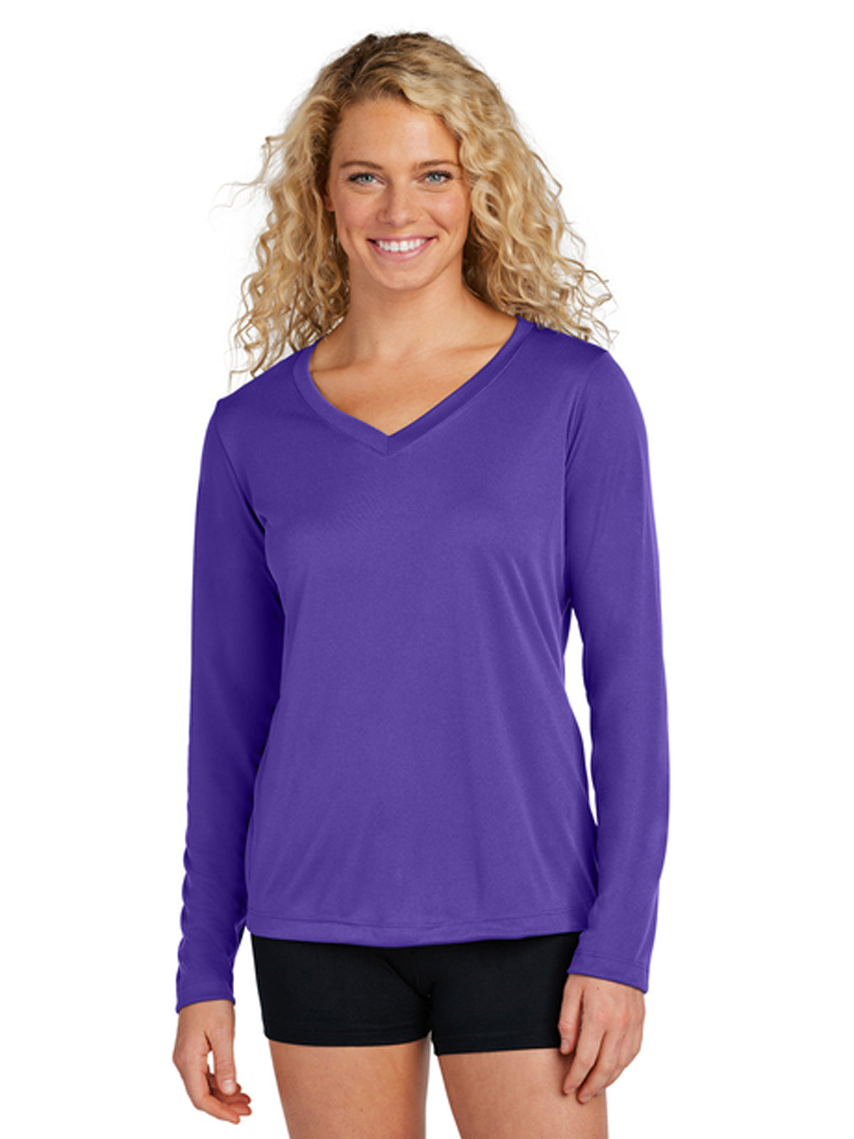 Women's Long Sleeve PosiCharge Competitor V-Neck T-Shirt - LST353LS - Purple