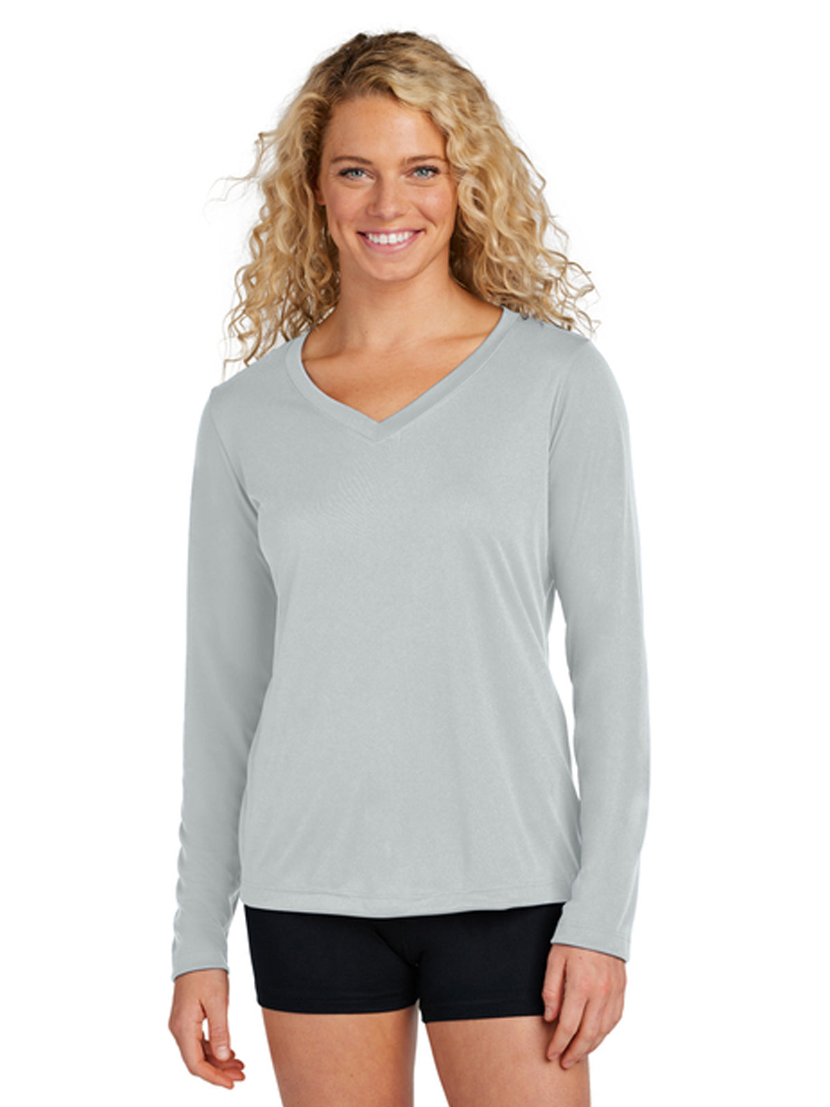 Women's Long Sleeve PosiCharge Competitor V-Neck T-Shirt - LST353LS - Silver