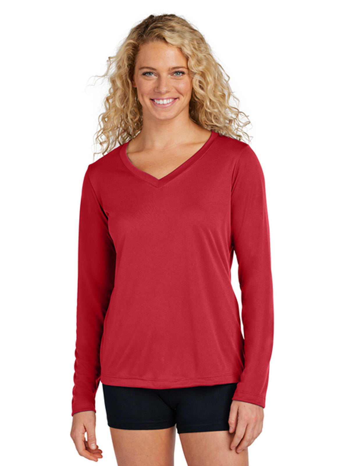 Women's Long Sleeve PosiCharge Competitor V-Neck T-Shirt - LST353LS - True Red