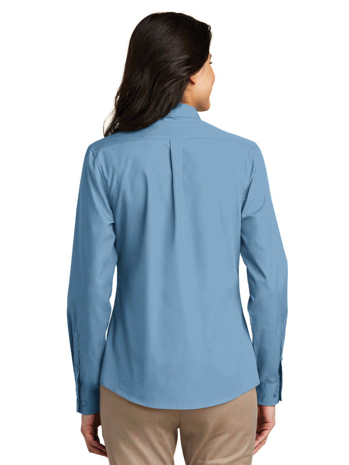 Women's Long Sleeve Poplin Shirt - LW100 - Carolina Blue