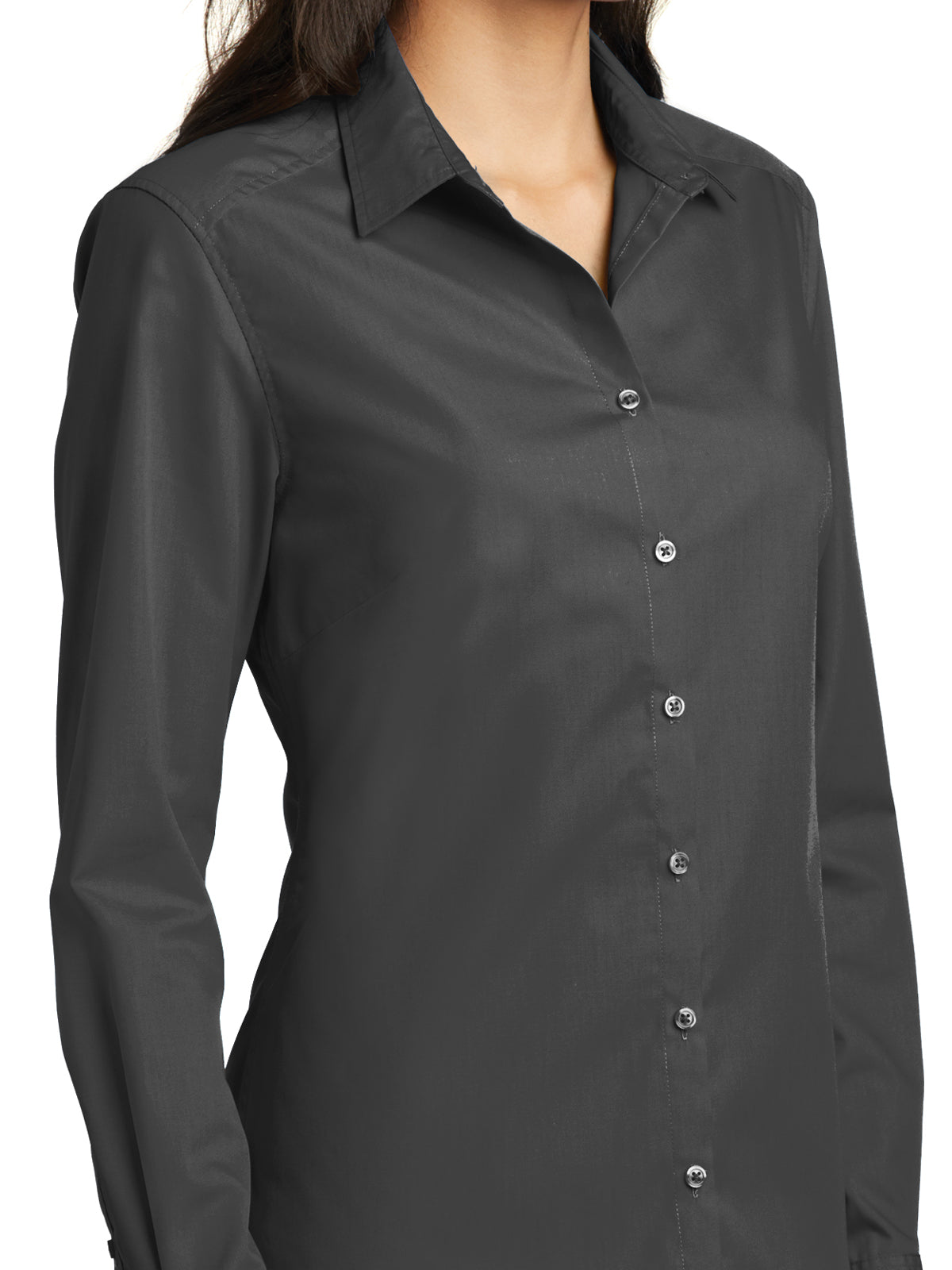 Women's Long Sleeve Poplin Shirt - LW100 - Graphite