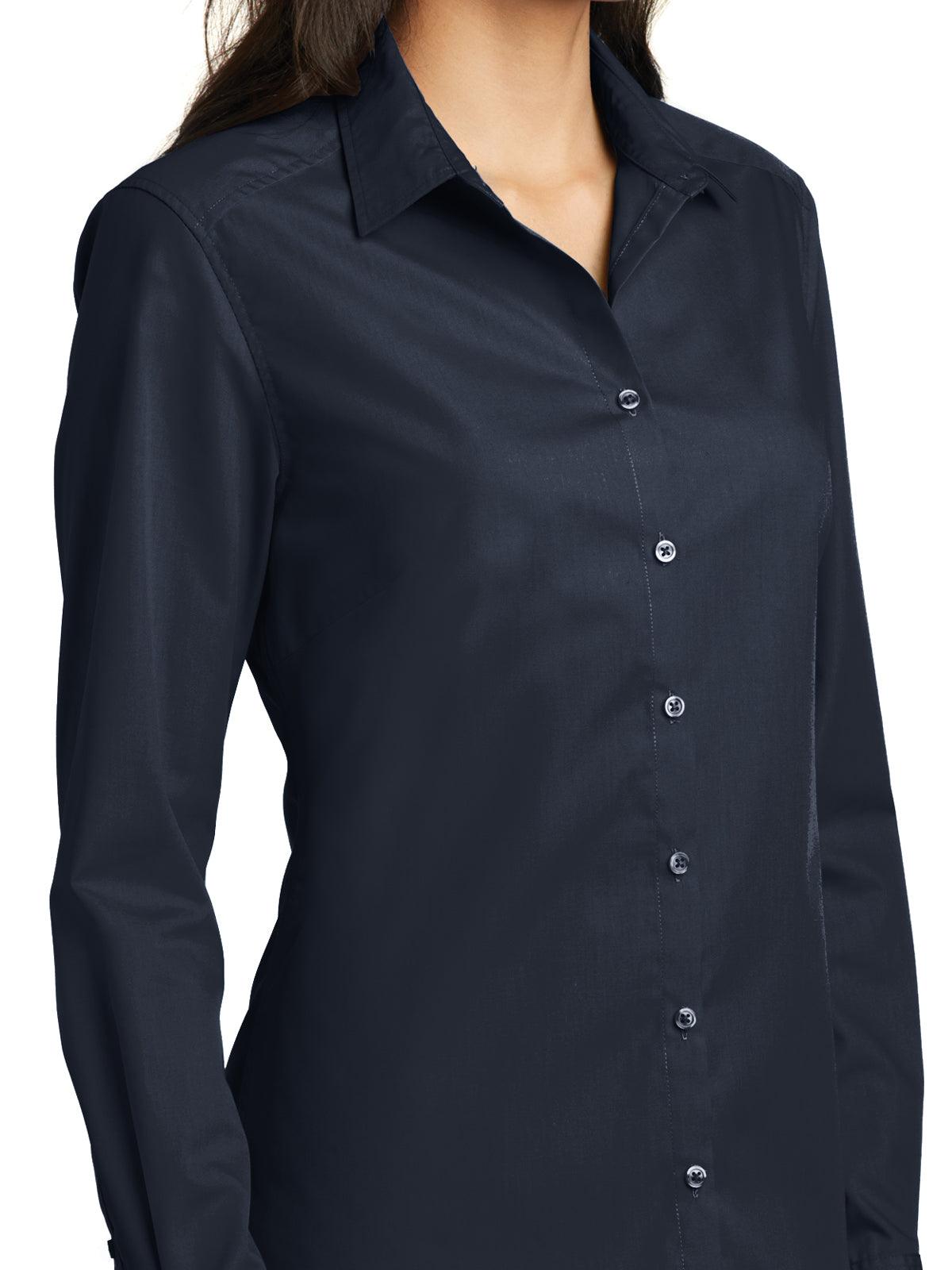Women's Long Sleeve Poplin Shirt - LW100 - River Blue Navy