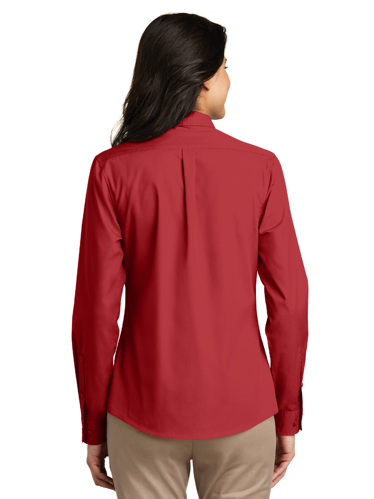 Women's Long Sleeve Poplin Shirt - LW100 - Rich Red