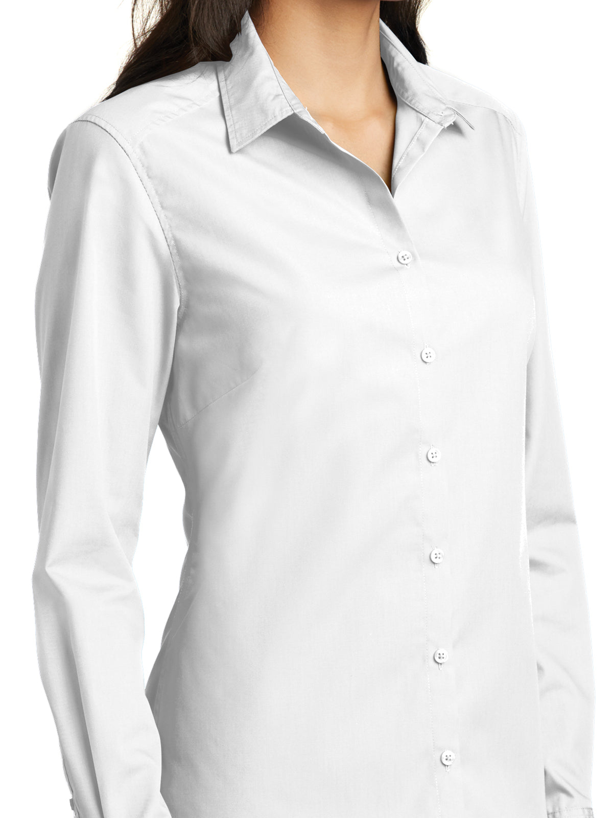 Women's Long Sleeve Poplin Shirt - LW100 - White
