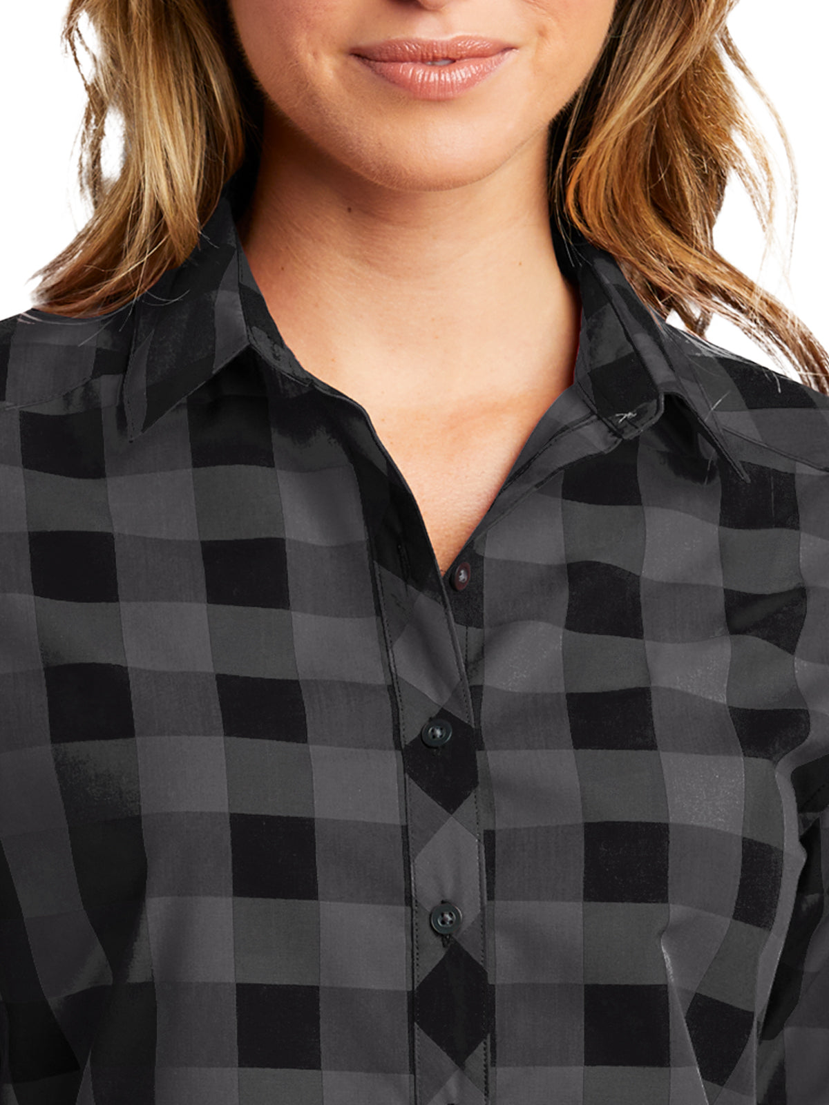 Women's Plaid Shirt - LW670 - Black