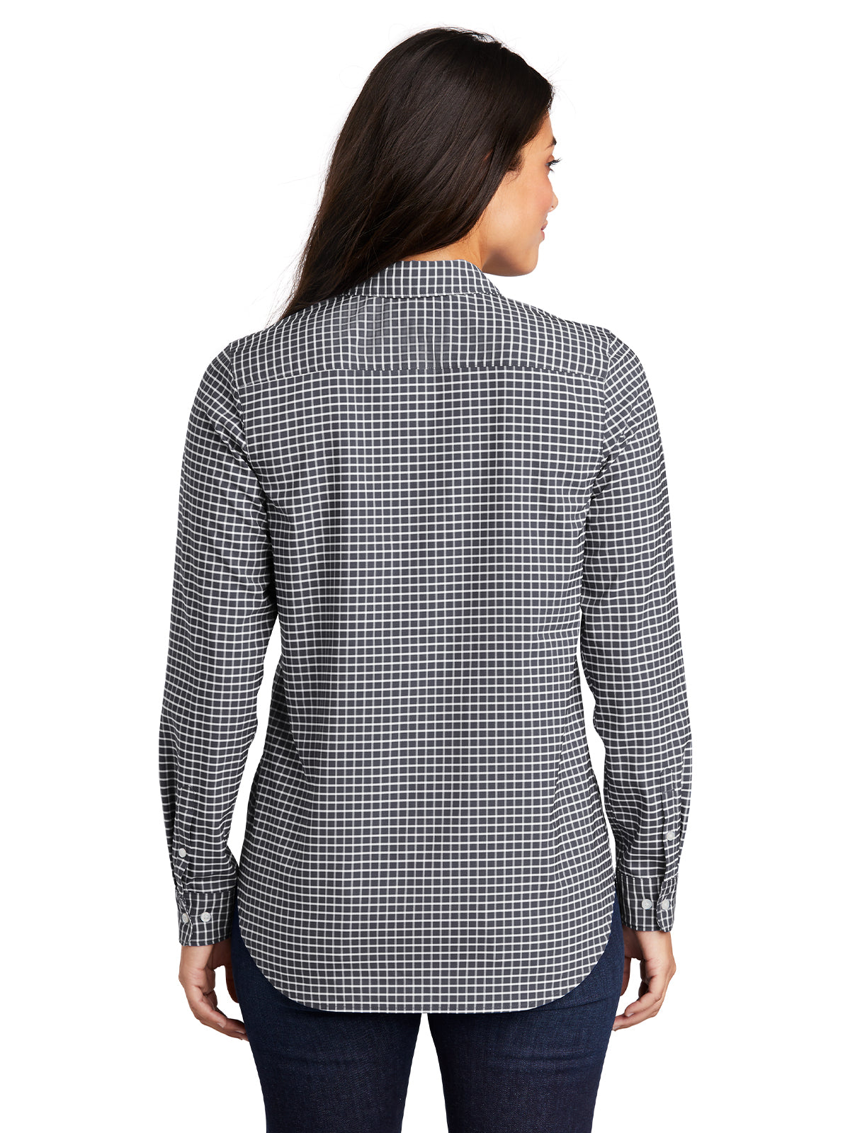 Women's 3 Button V-Neck Stretch Tunic - LW680 - Graphite/White