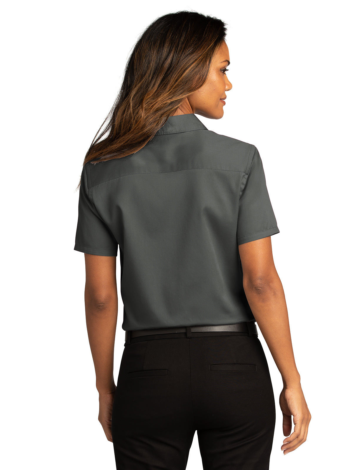 Women's Short Sleeve Button Up Shirt - LW809 - Storm Grey