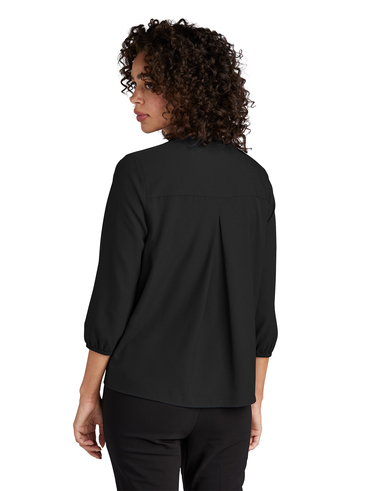 Women's Pocketless 3/4-Sleeve Blouse Top - MM2011 - Deep Black